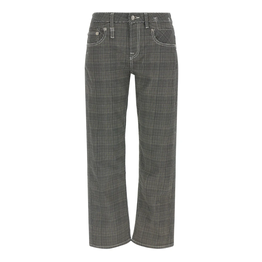 R13 Straight Trousers, Female, W28, Boy Straight Crop Trousers Multicolor