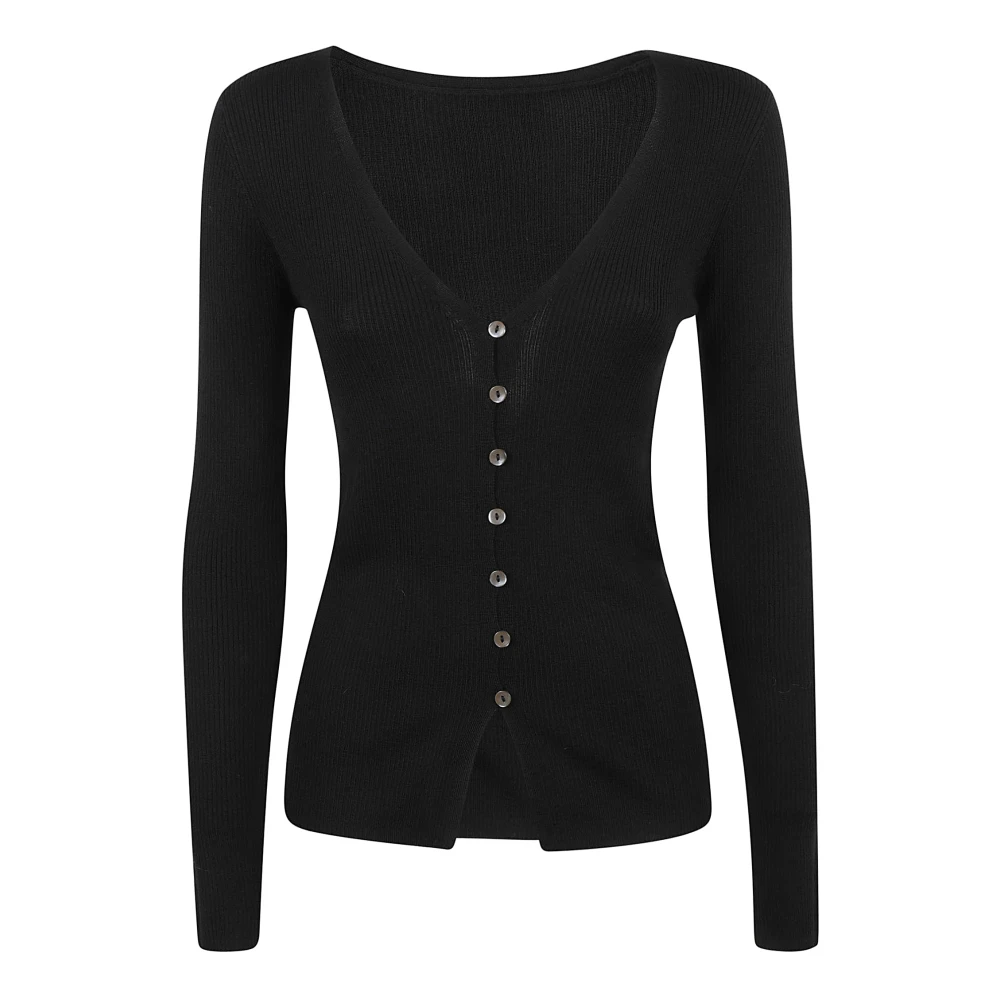 P.a.r.o.s.h. Zwart Wol Ribgebreid Vest Black Dames