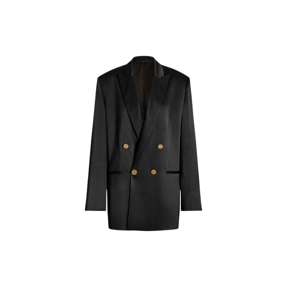 Alberta Ferretti Black Blazers, Female, Xs, Shiny Satin Double-Breasted Jacket