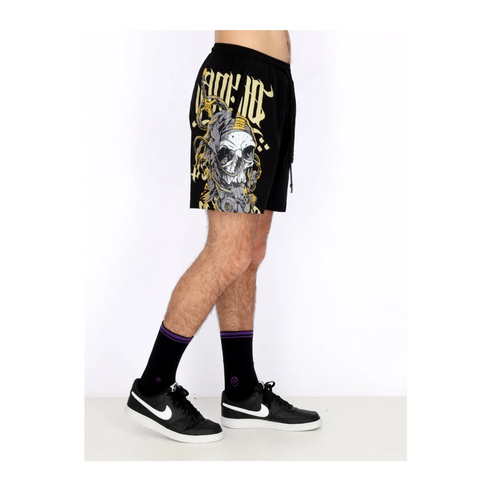 Dolly Noire Zwarte Skull Swimshorts met Mesh Black Heren
