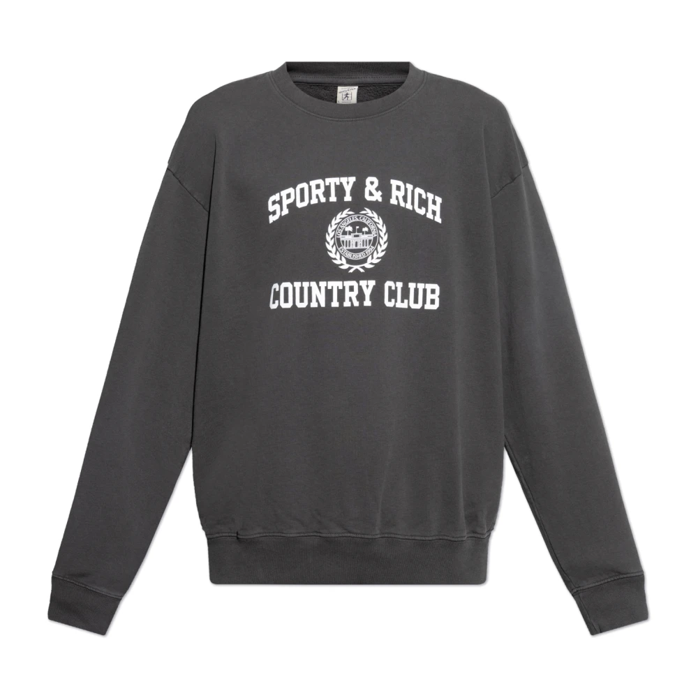 Sporty & Rich Gedrukte sweatshirt uit de Varsity-collectie Gray Heren