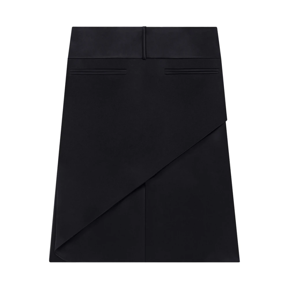 Courrèges Zwarte Geriemde Asymmetrische Rok Black Dames
