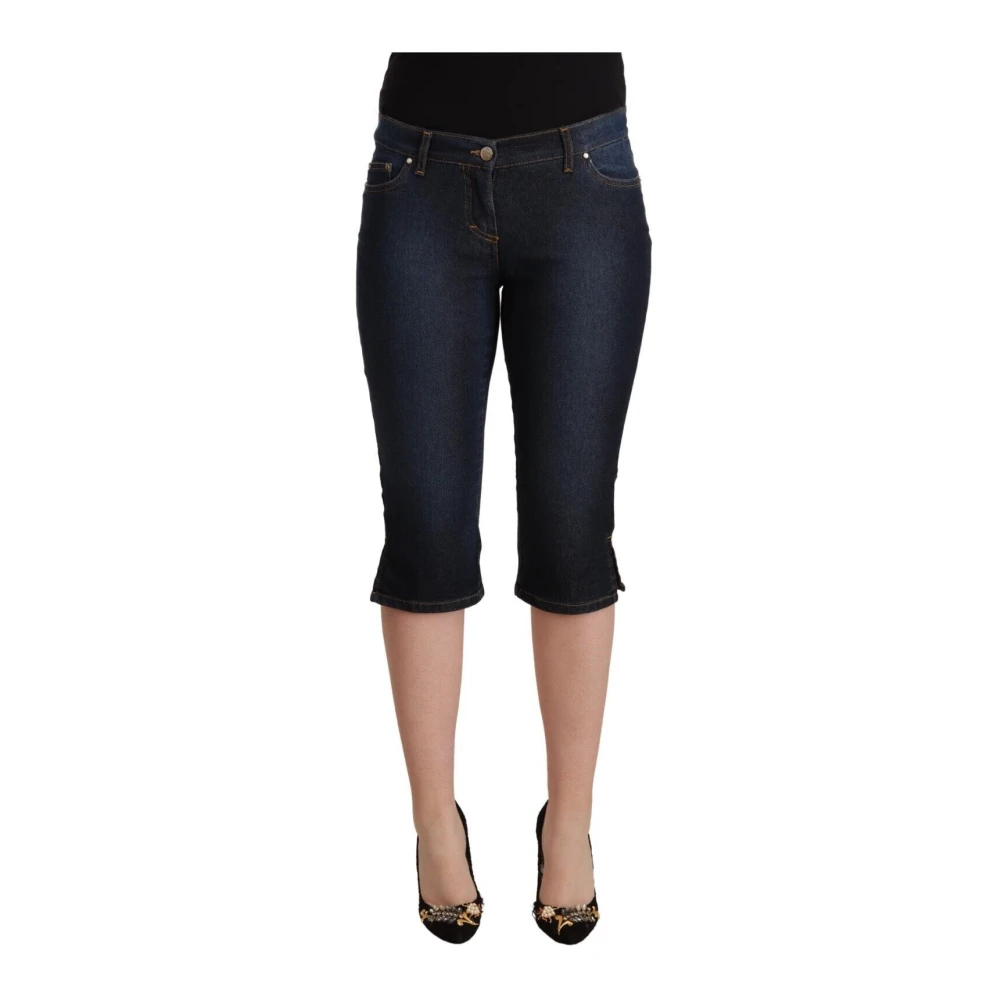 Gianfranco Ferré , Cropped Jeans, Female, Blue, S, Elegant Low Waist Capri Denim Trousers
