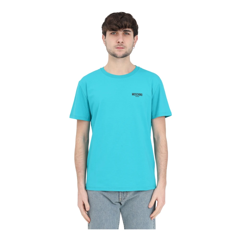 Moschino Groene Logo T-shirt Blue Heren