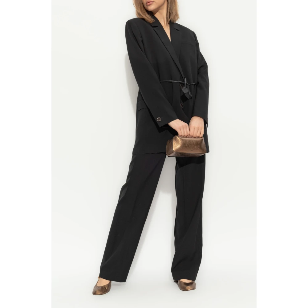 Lanvin Wollen broek met stiksels op de benen Black Dames