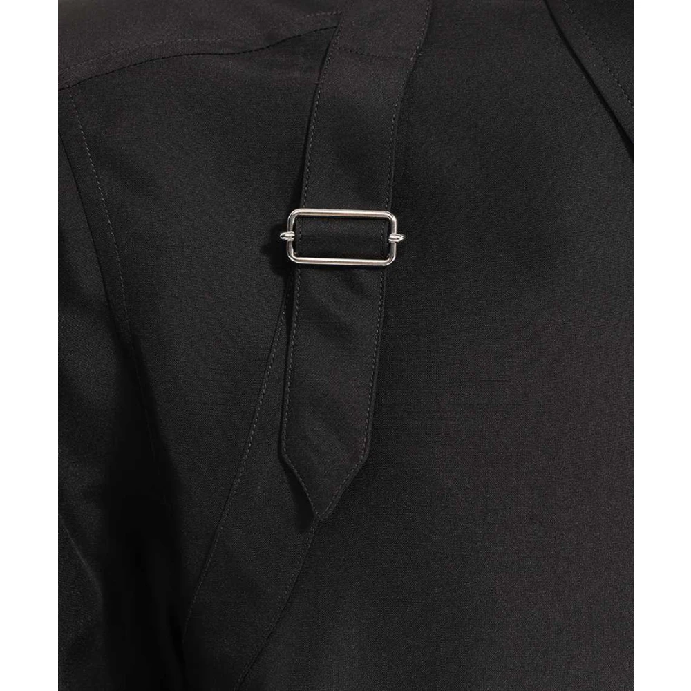 alexander mcqueen Zijden overhemd met klassieke kraag en decoratieve gesp Black Heren