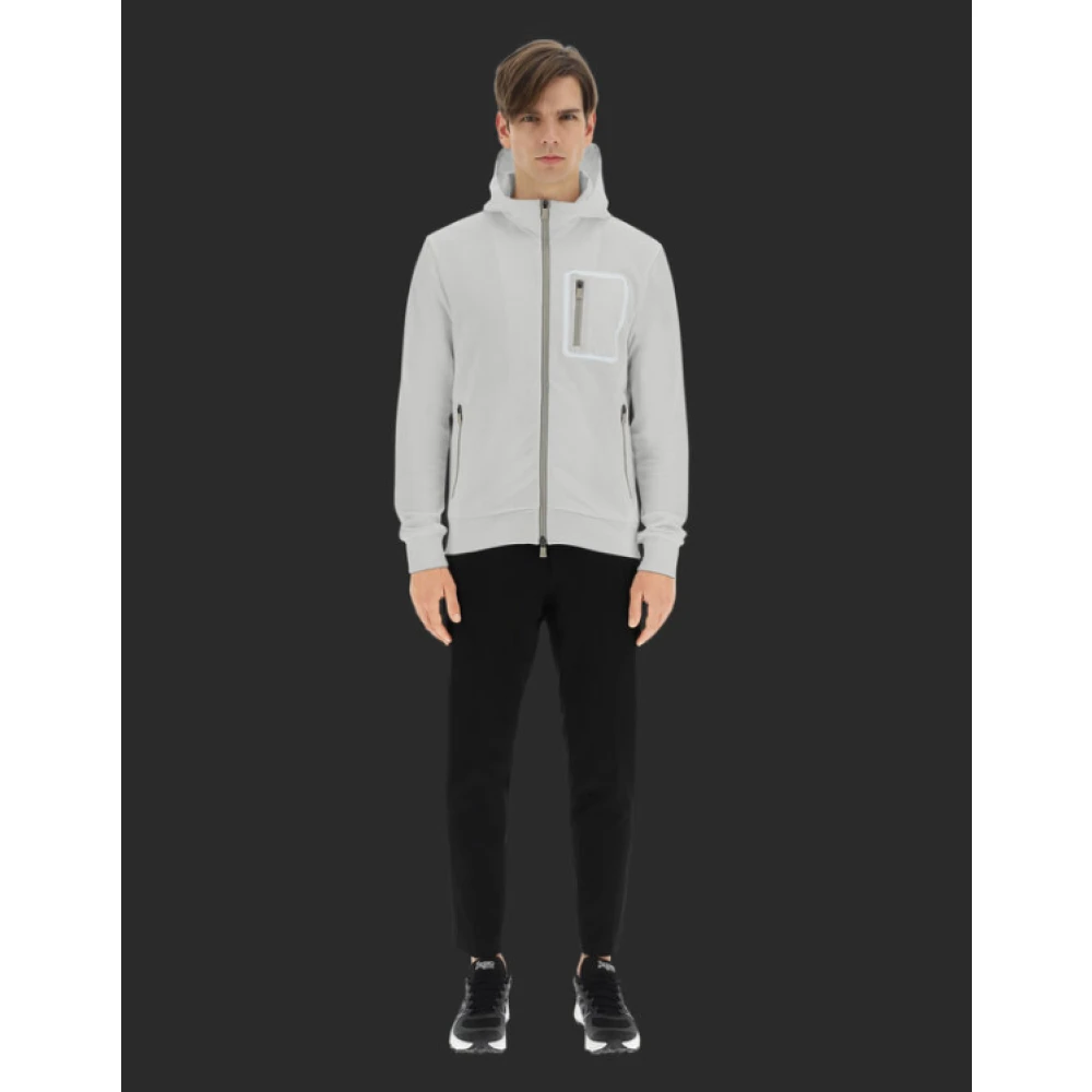 Herno Cotton Laminate Sweater Bomber White Heren