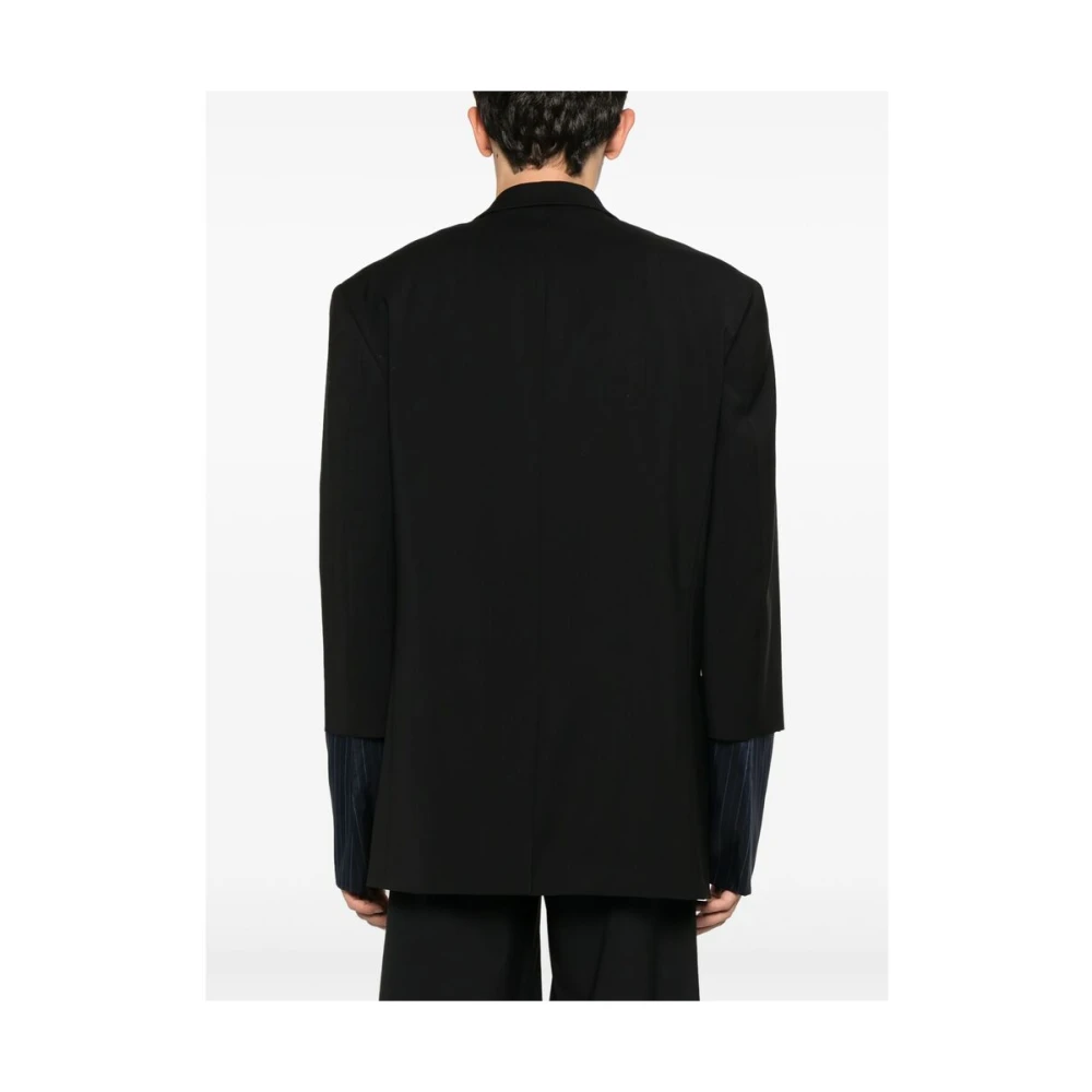 Moschino Zwarte jas met meerdere zakken en split Black Heren