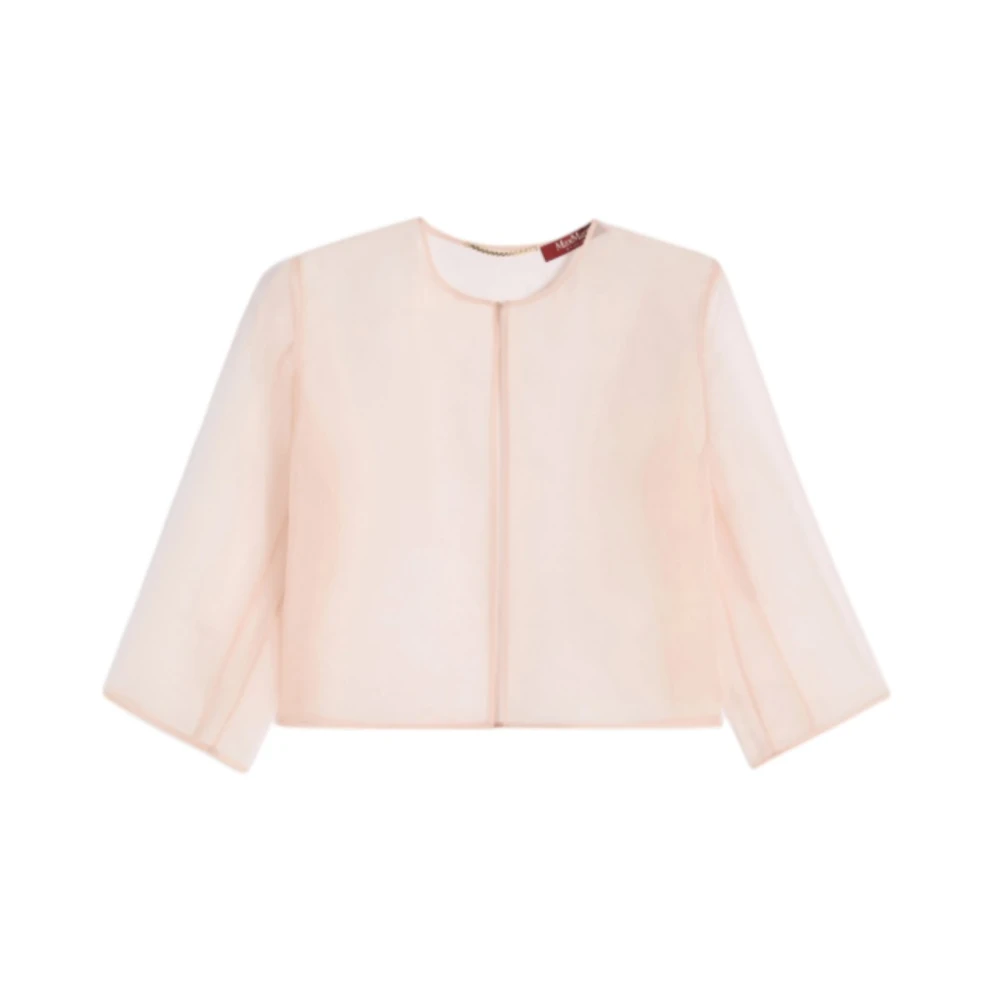 Max Mara Studio Femme Rose - Veste Boléro Courte En Organza De Soie Pure - Blouses Et Chemises - Taille: 40 Fr