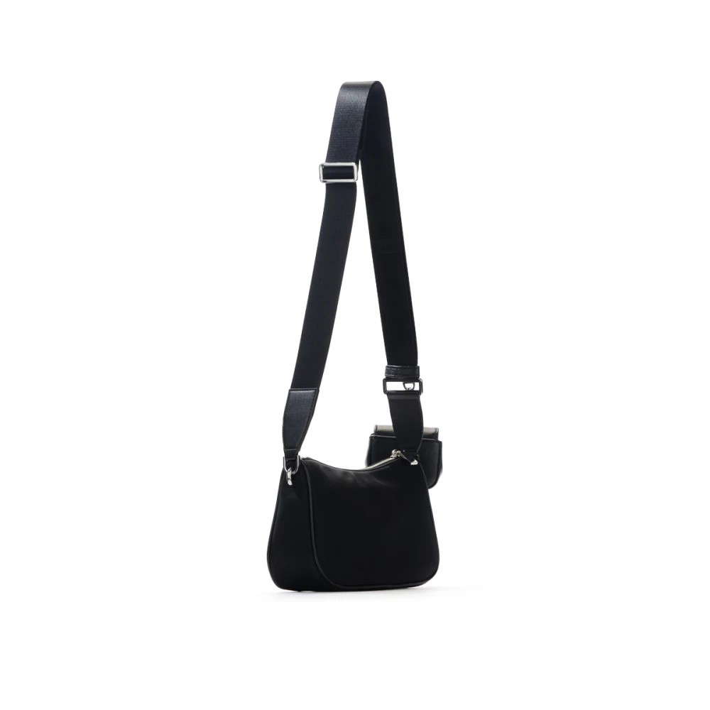 Michael Kors Zwarte nylon crossbody tas met zilveren metalen details Black Dames