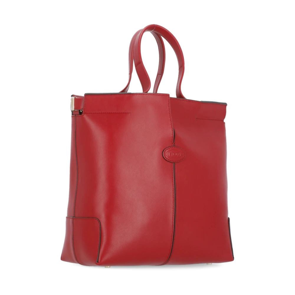 TOD'S Rode leren tas met handvatten en schouderband Red Dames