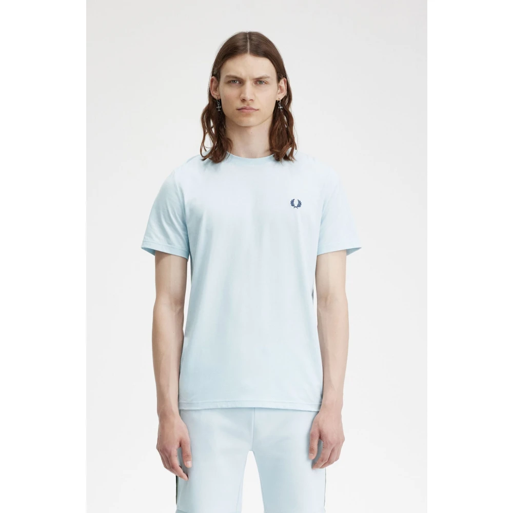 Fred Perry Katoenen Logo T-Shirt Laurierkroon Print Blue Heren