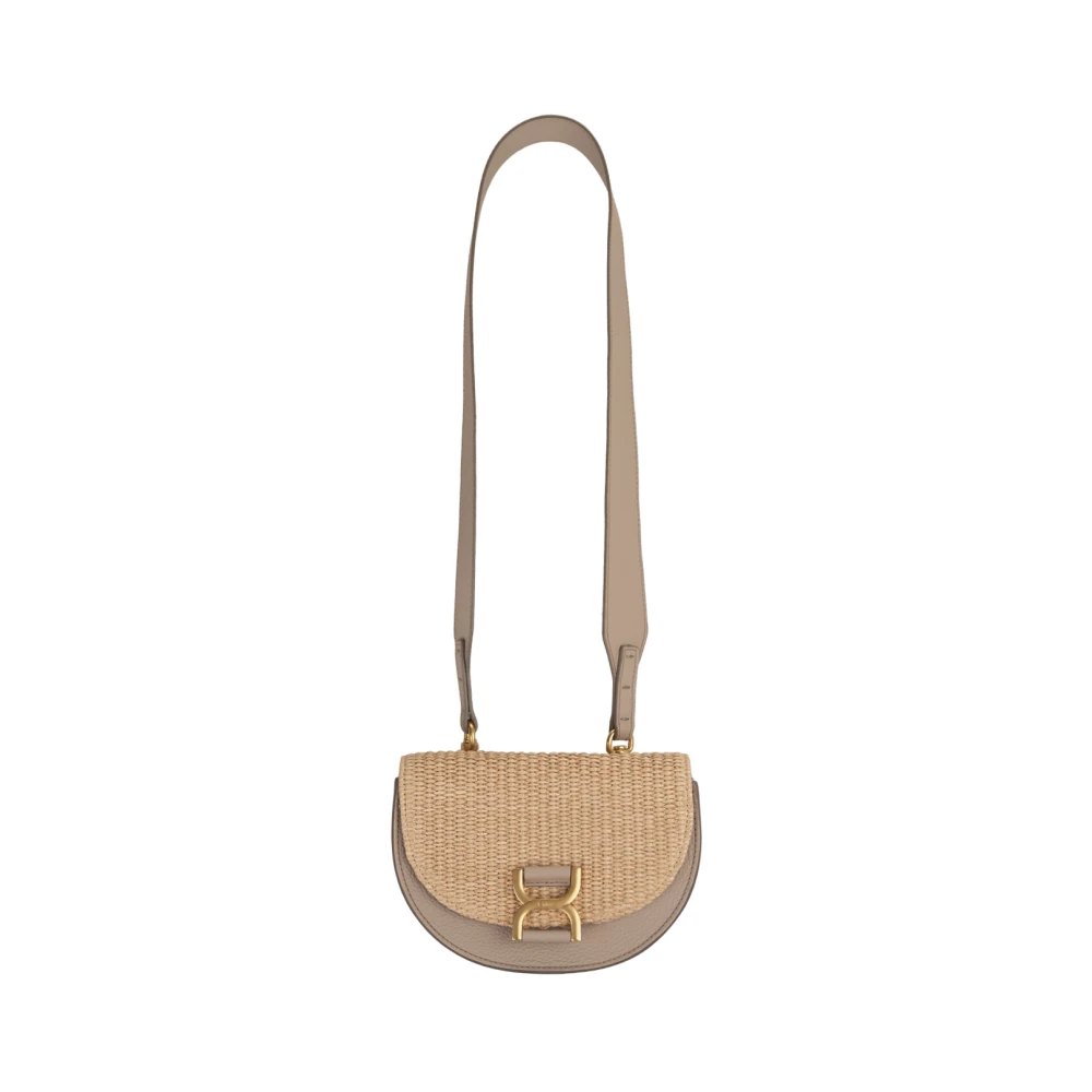 Chloé Raffia Flap Mini Tas Bruin Brown Dames