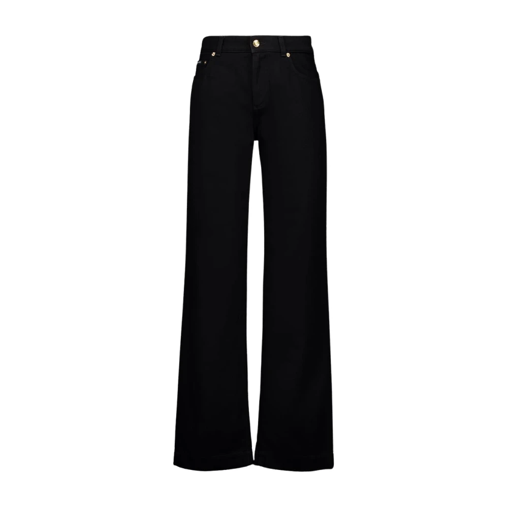 Dolce & Gabbana Women's Black Wide Jeans, Xs, Loose Denim Jeans With Pressed Pleat