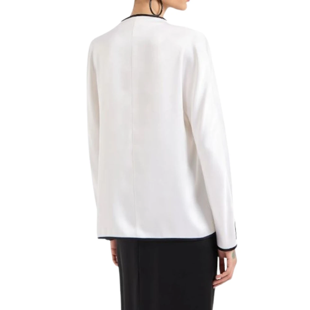 Giorgio Armani Witte zijden overhemd met piping White Dames