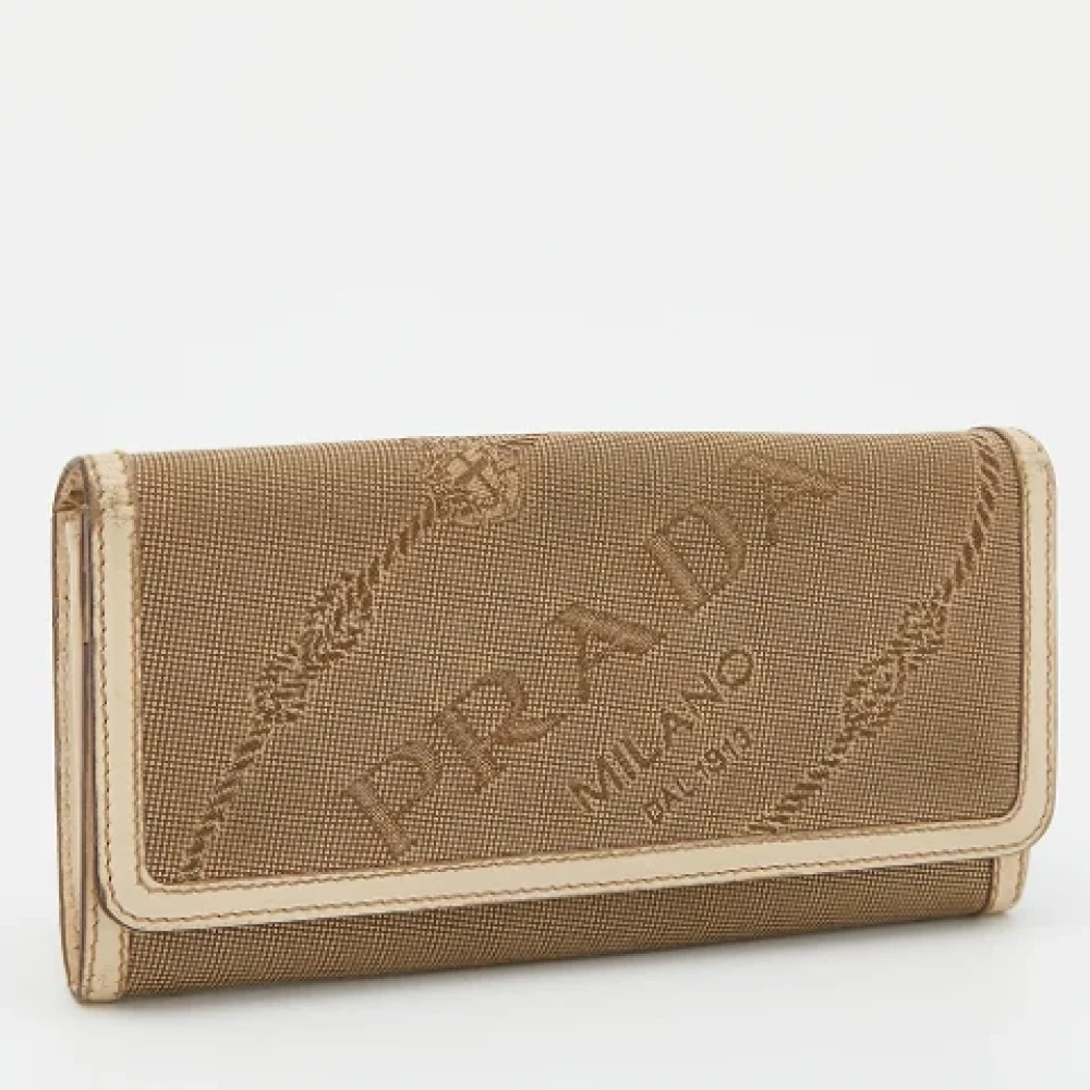 Prada Vintage Pre-owned Canvas wallets Beige Dames