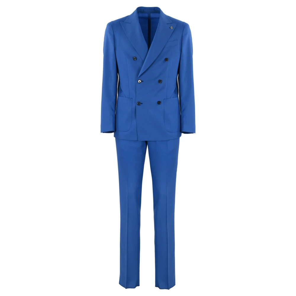 Lubiam Single Breasted Suits Blue Heren