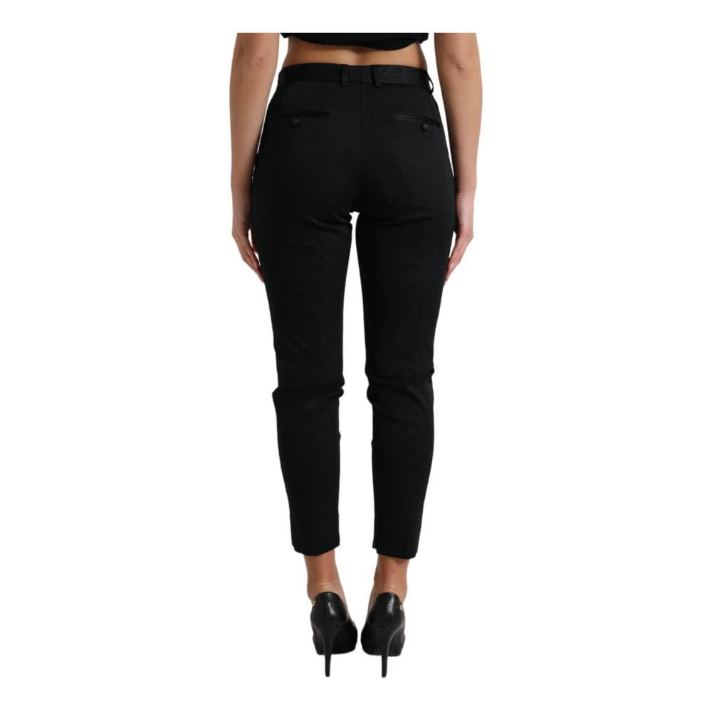 Dolce & Gabbana Luxe High Waist Skinny Cropped Broek Black Dames