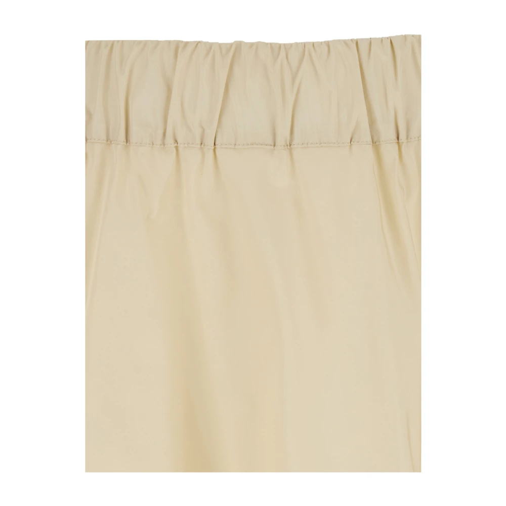P.a.r.o.s.h. Beige Ruffle Midi Rok in Tech Stof Beige Dames
