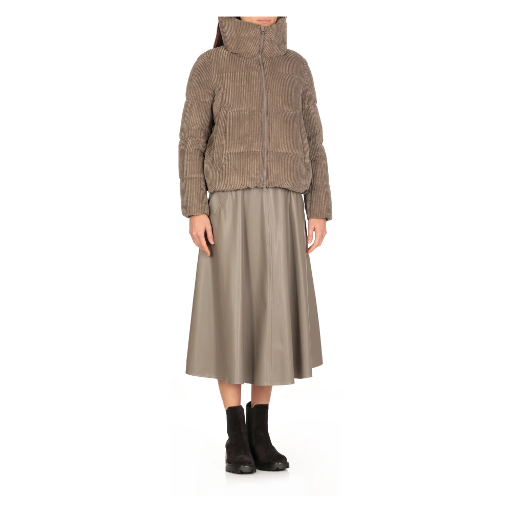 Save The Duck Grijze Corduroy Gewatteerde Jas voor Vrouw Gray Dames