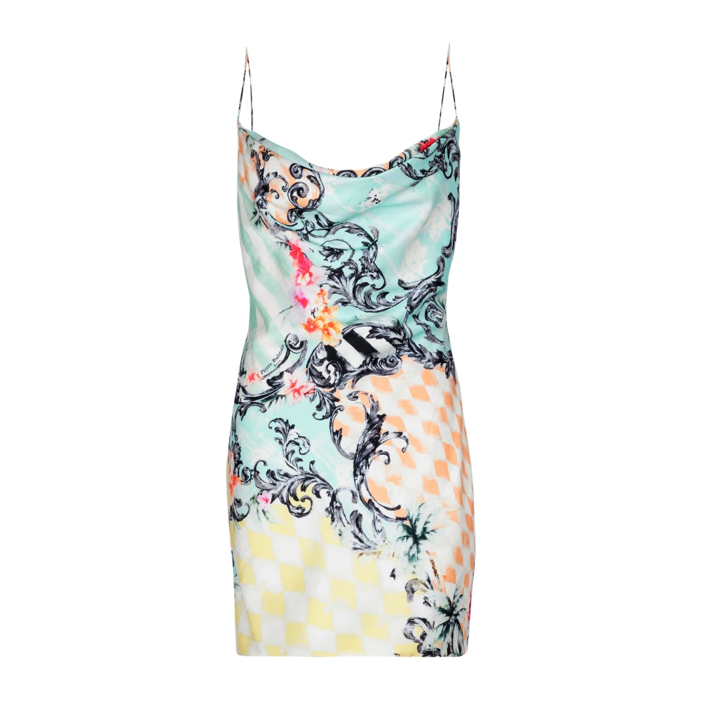 Balmain Donna Multicolor - Mini Abito Sottoveste In Raso Con Stampa Barocca - Dresses - E - M