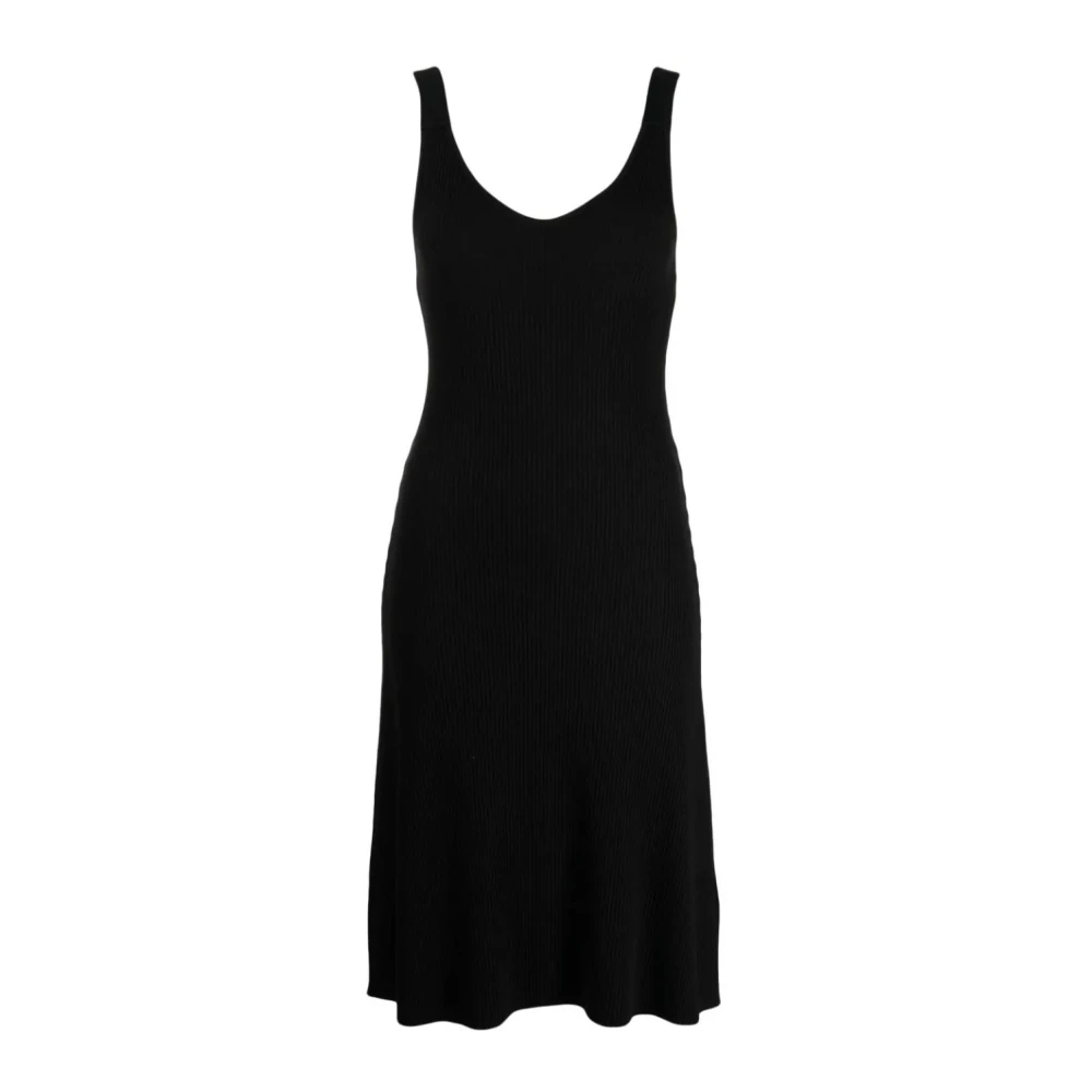 Vince Elegante Zwarte Rib Jurk Black Dames