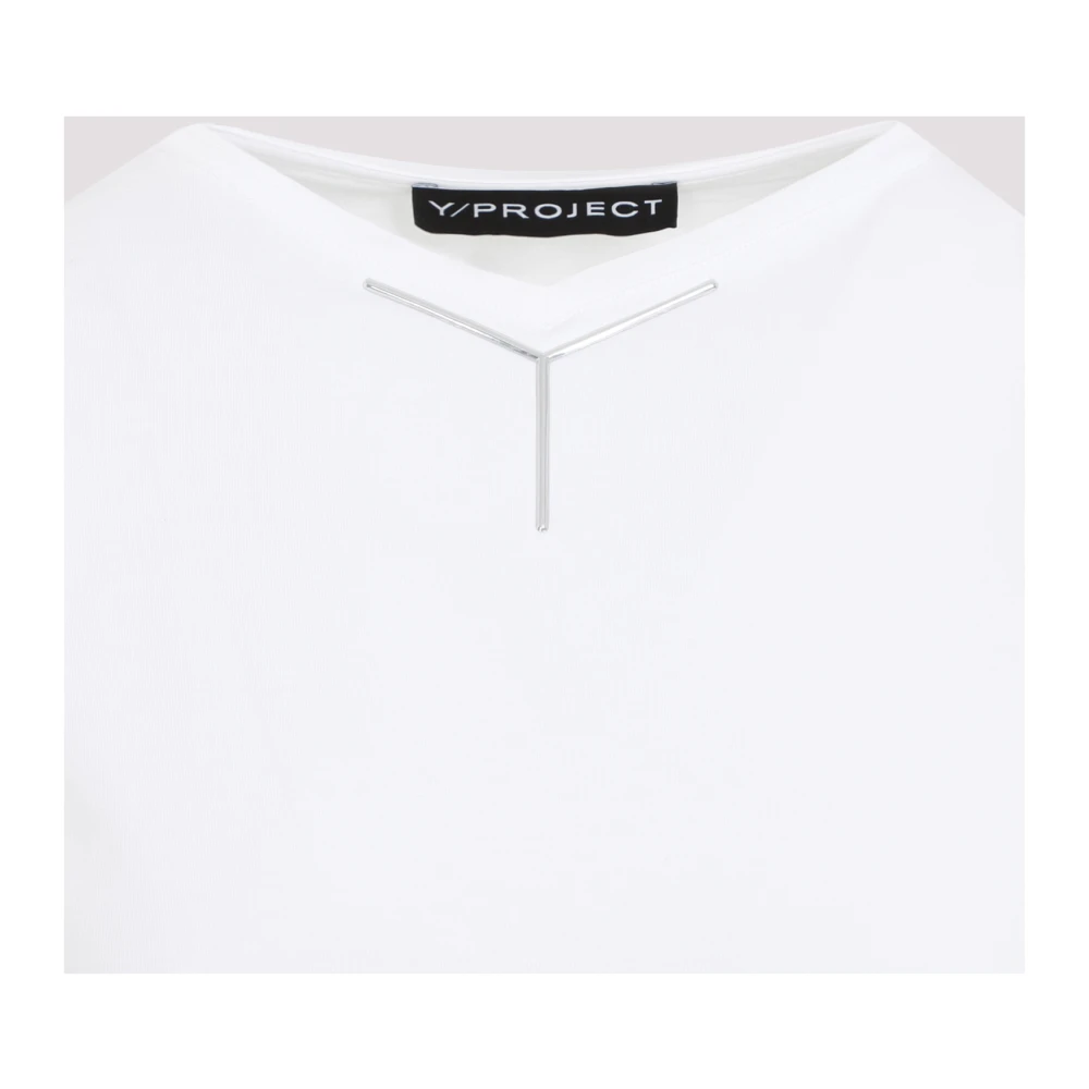 Y Project Witte katoenen T-shirt met V-hals White Dames