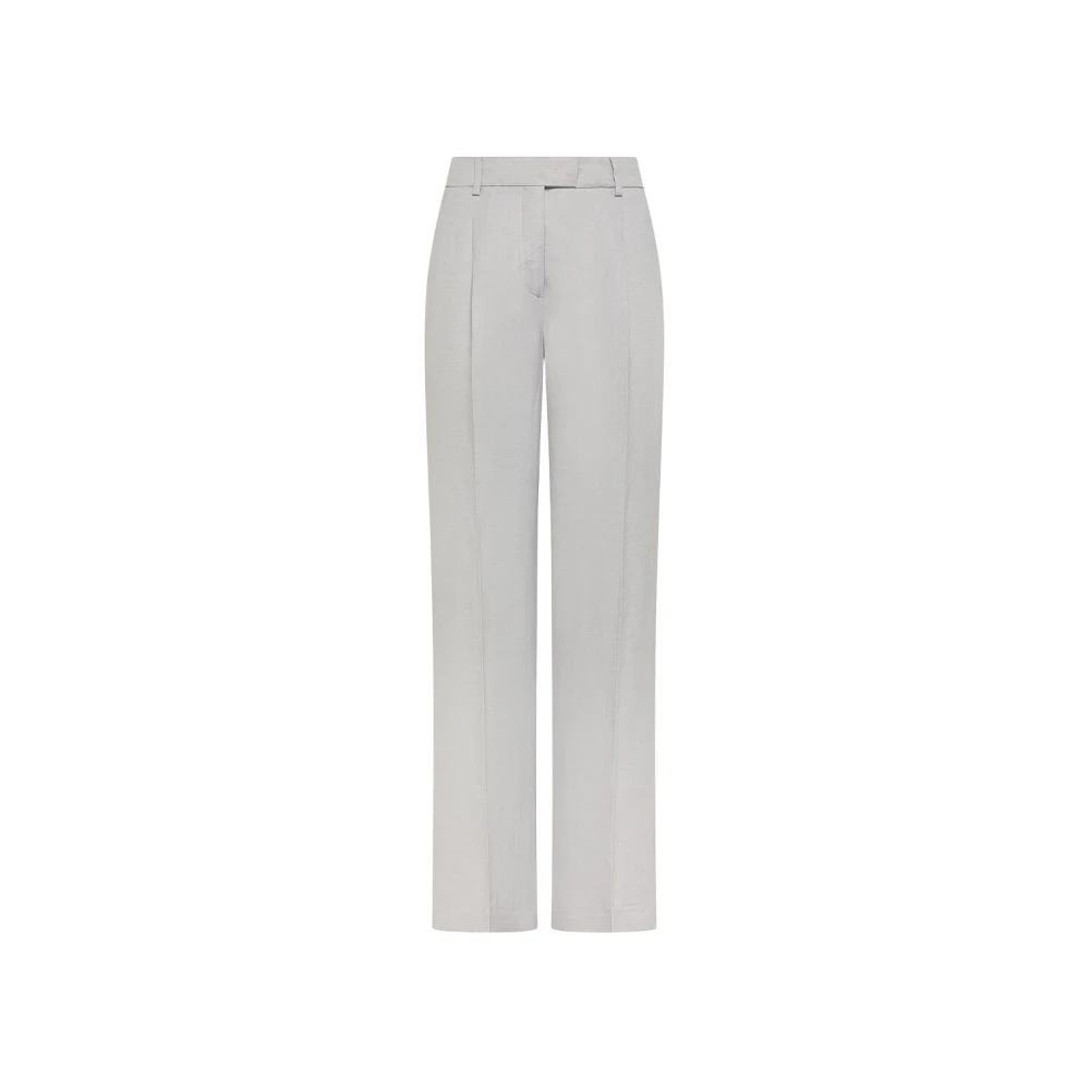 Seventy Women's Gray Crepe Linen And Viscose Trousers - Wide Trousers - Xs - Trousers
