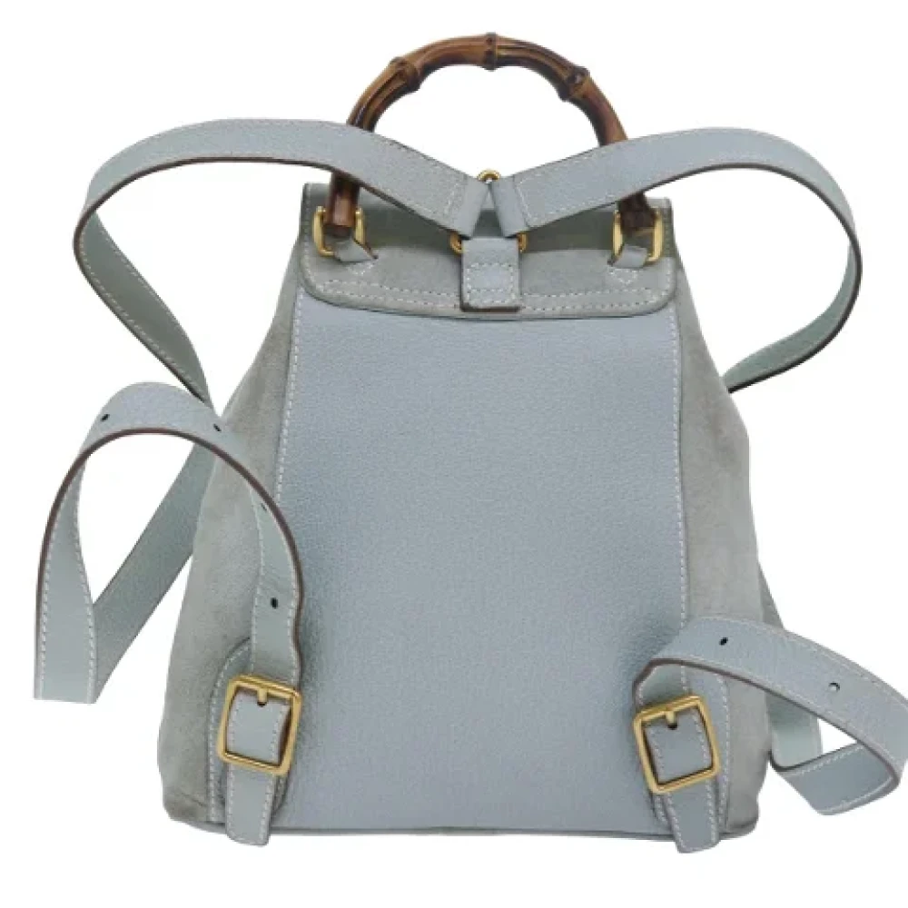 Gucci Vintage Pre-owned Suede backpacks Blue Dames