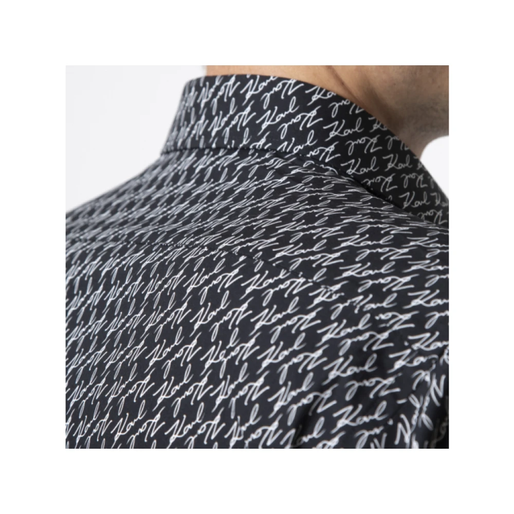Karl Lagerfeld Zwarte shirt met handtekeningpatroon Black Heren