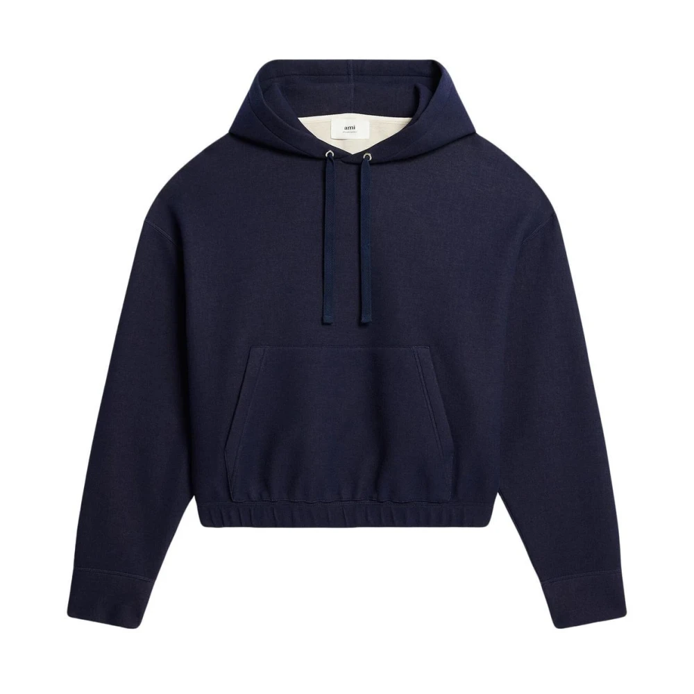 Ami Paris Blå Casual Hoodie Tröja Blue, Herr