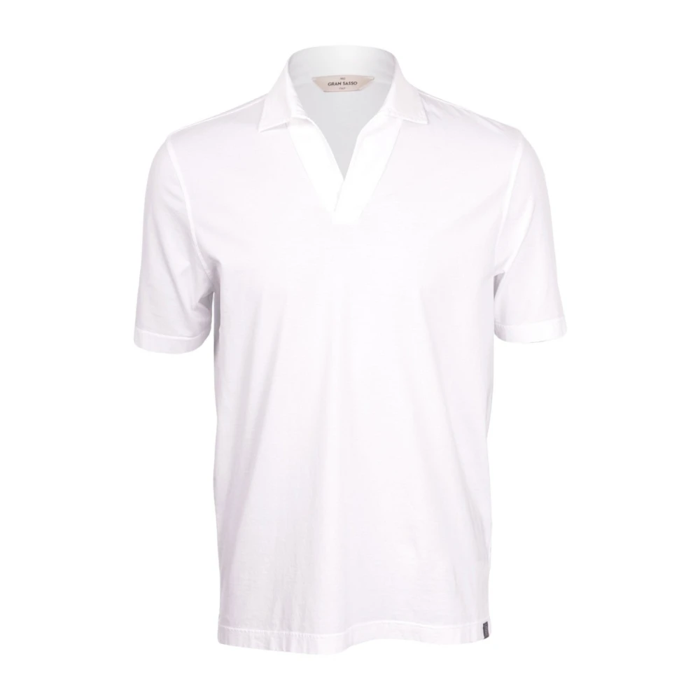 Gran Sasso Mode Fit Linnen Polo Shirt White Heren