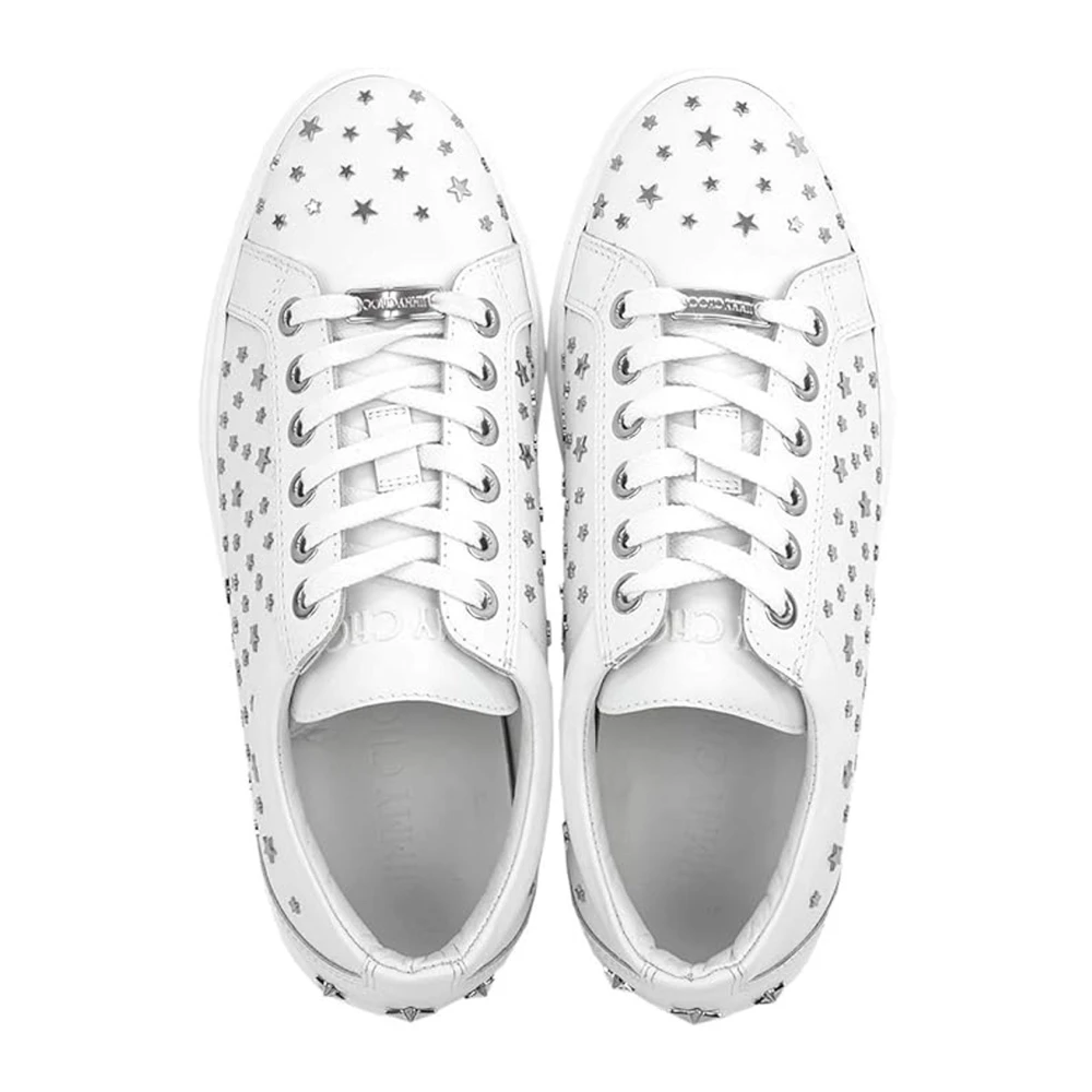 Jimmy Choo Leren sneakers met metalen sterren detail White Heren
