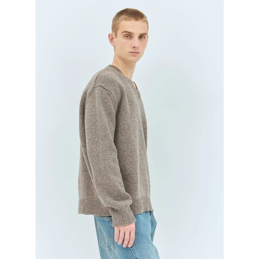 Maison Margiela Gewassen wol V-hals trui Gray Heren