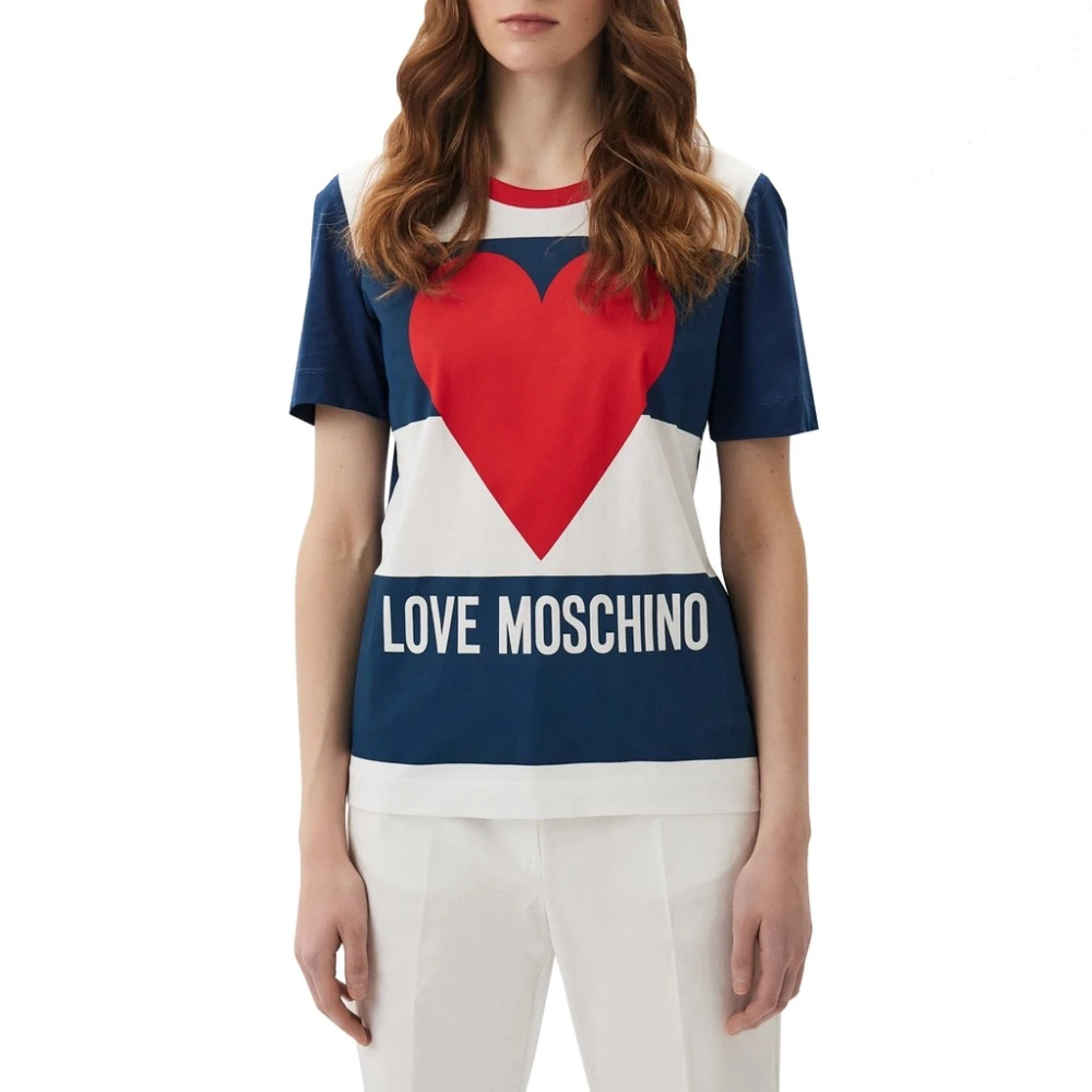 Moschino Logo Katoenen T-shirt Korte Mouwen Multicolor Dames