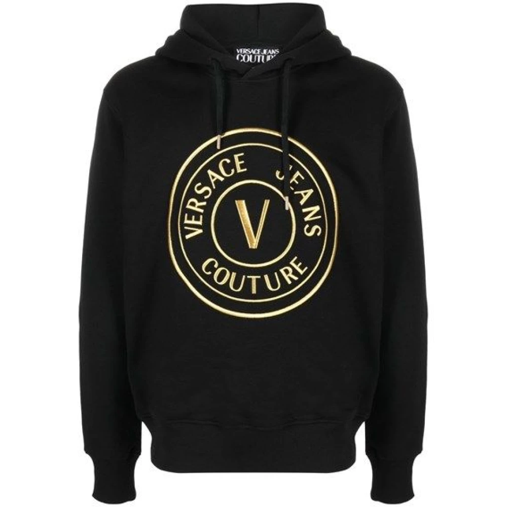 Versace Jeans Couture Men's Black Cotton Logo Hooded Sweatshirt - Hoodies - M- Sweatshirts & Hoodies