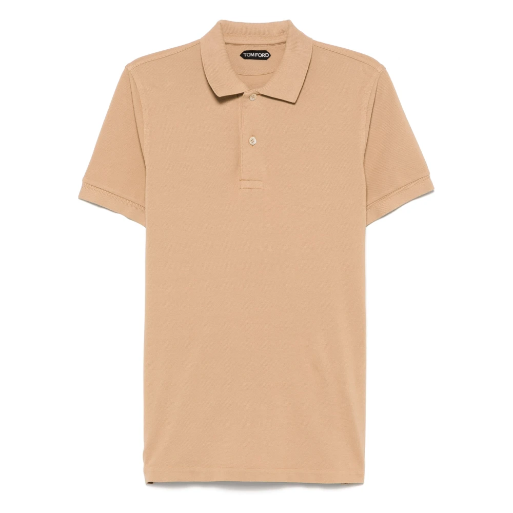 Tom Ford Katoenen Polo Shirt met Piquet Design Beige Heren