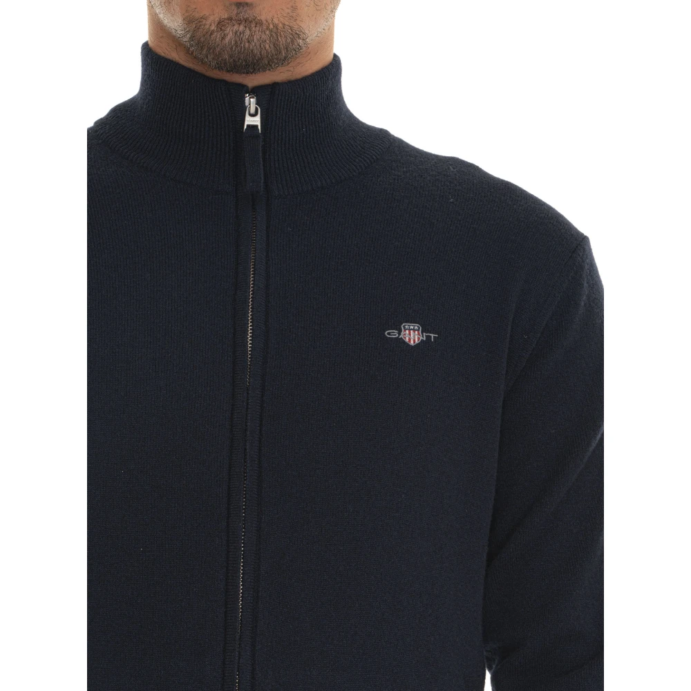 Gant Cardigan met ritssluiting en logozakken Blue Heren