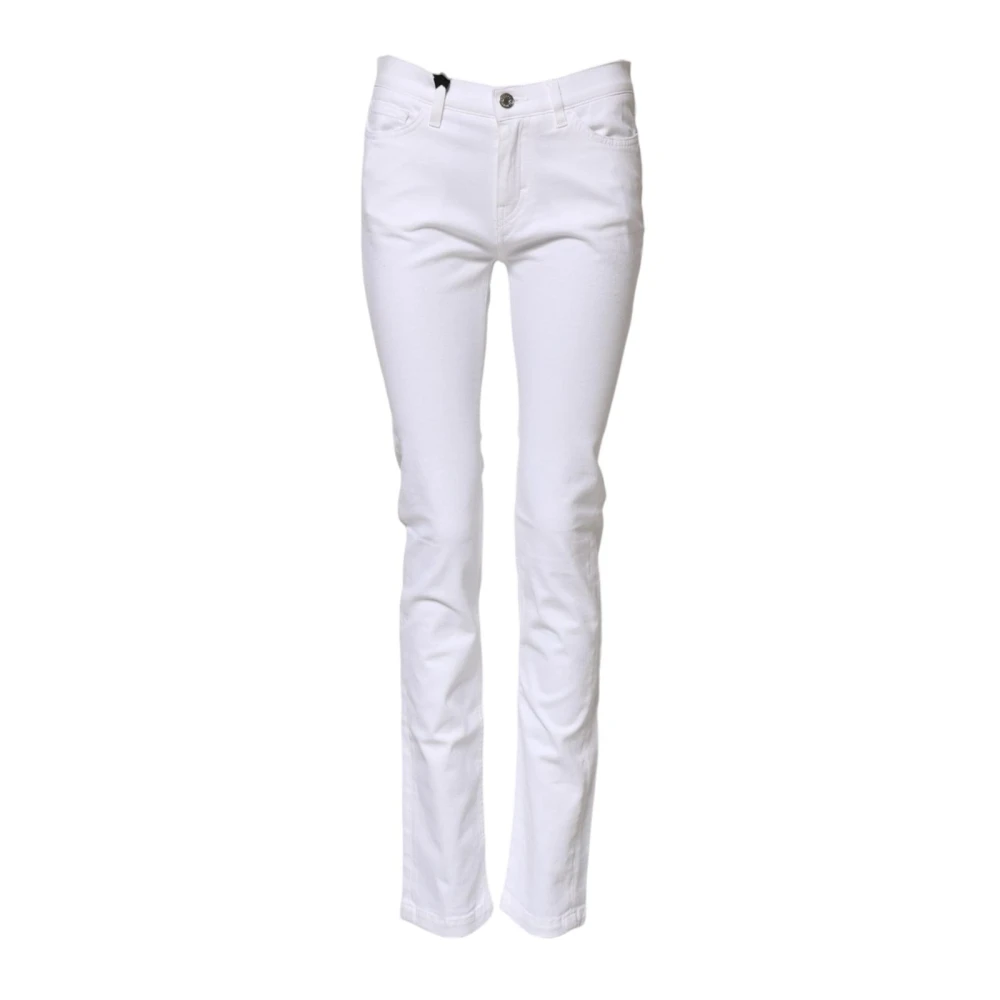 Dolce & Gabbana White Skinny Denim Jeans With Rhinestones - Female - Skinny Fit Jeans - L - Jeans