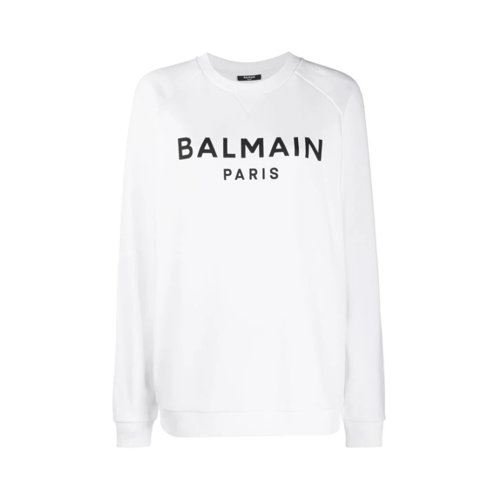 Balmain Logo Print Sweatshirt White Dames