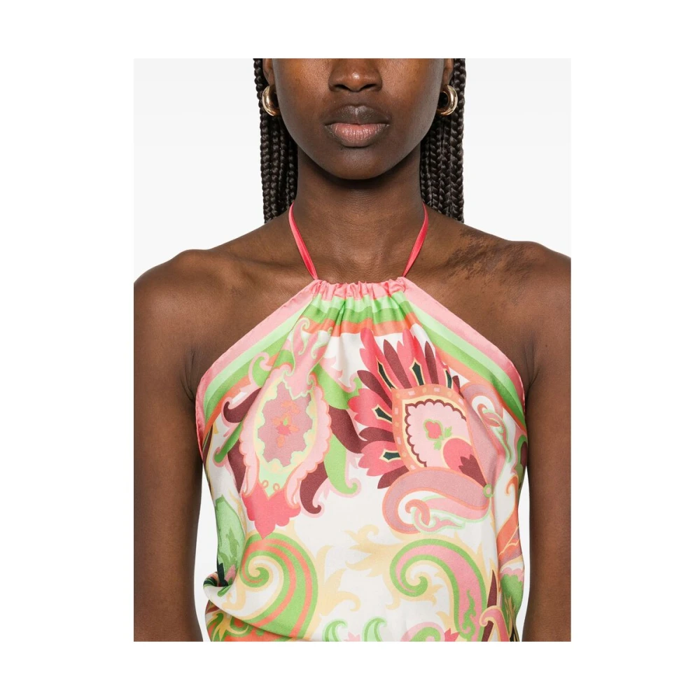 ETRO Roze Halternek Sjaal met Logoprint Multicolor Dames