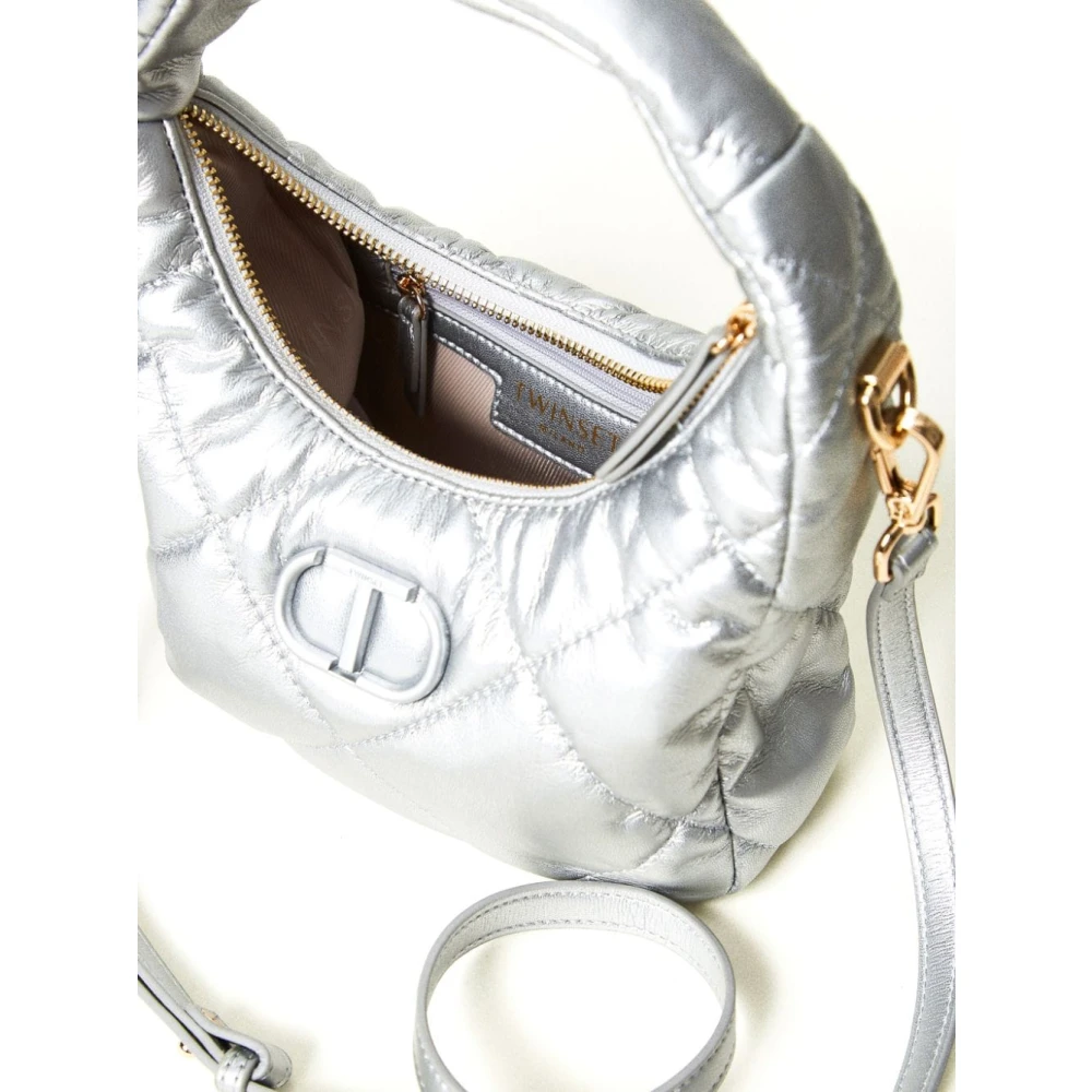 Twinset Gewatteerde Handtas met Bovenhandvat en Schouderband Gray Dames