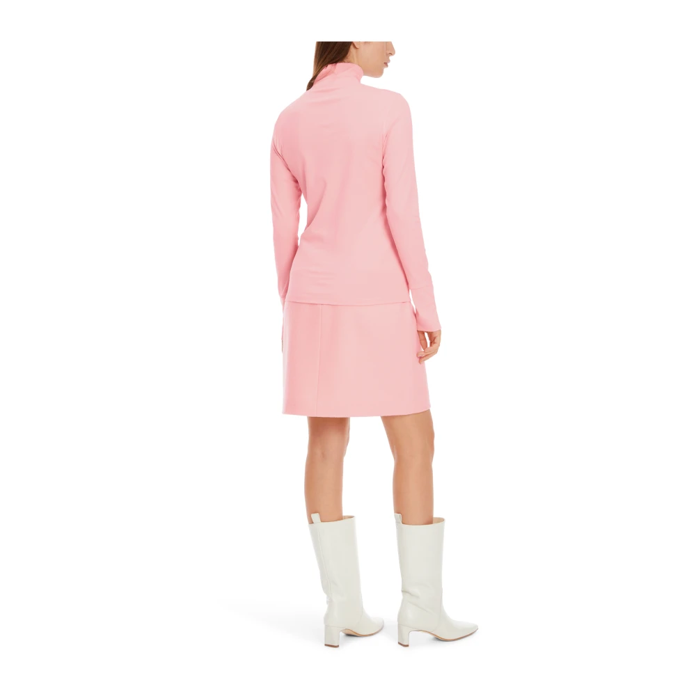 Marc Cain Lange mouwen katoenen T-shirt met kraag Pink Dames