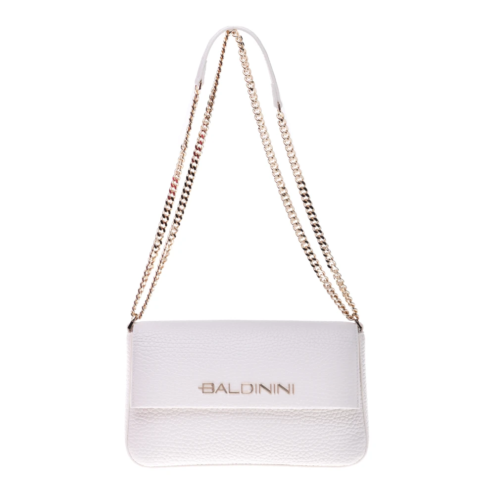Baldinini Shoulder bag in white tumbled leather White Dames