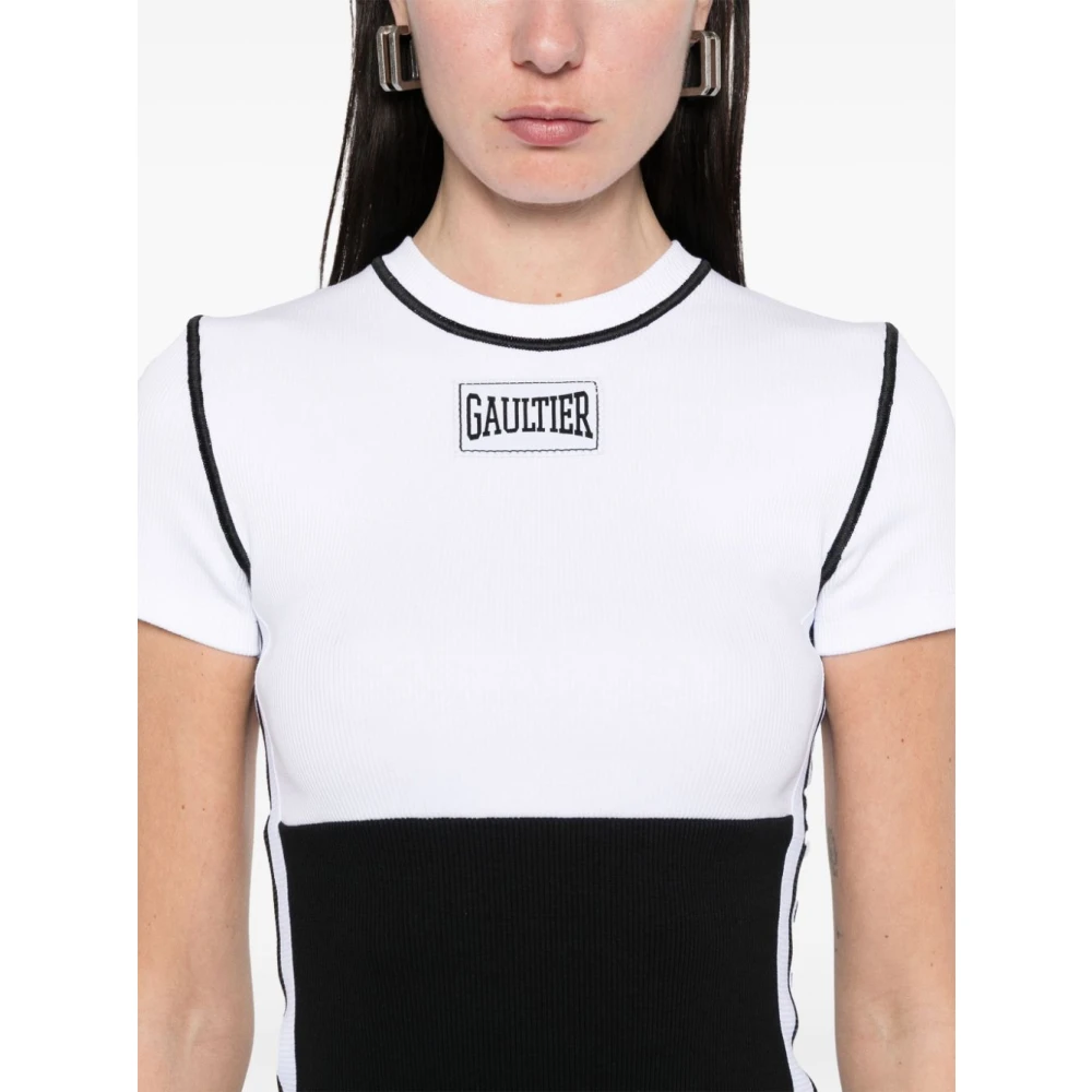 Jean Paul Gaultier Korte Mouw Katoenen T-shirt Wit Zwart White Dames