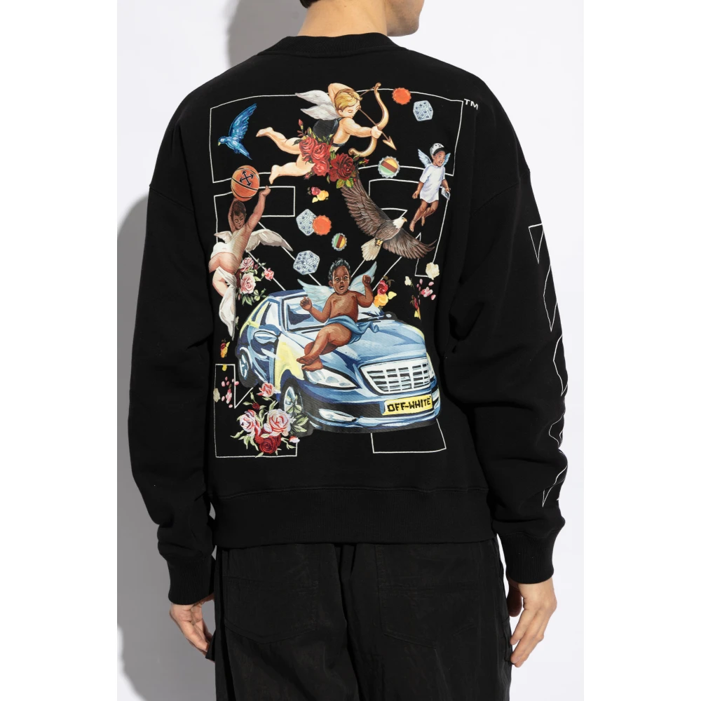 Off White Sweatshirt met logo Black Heren