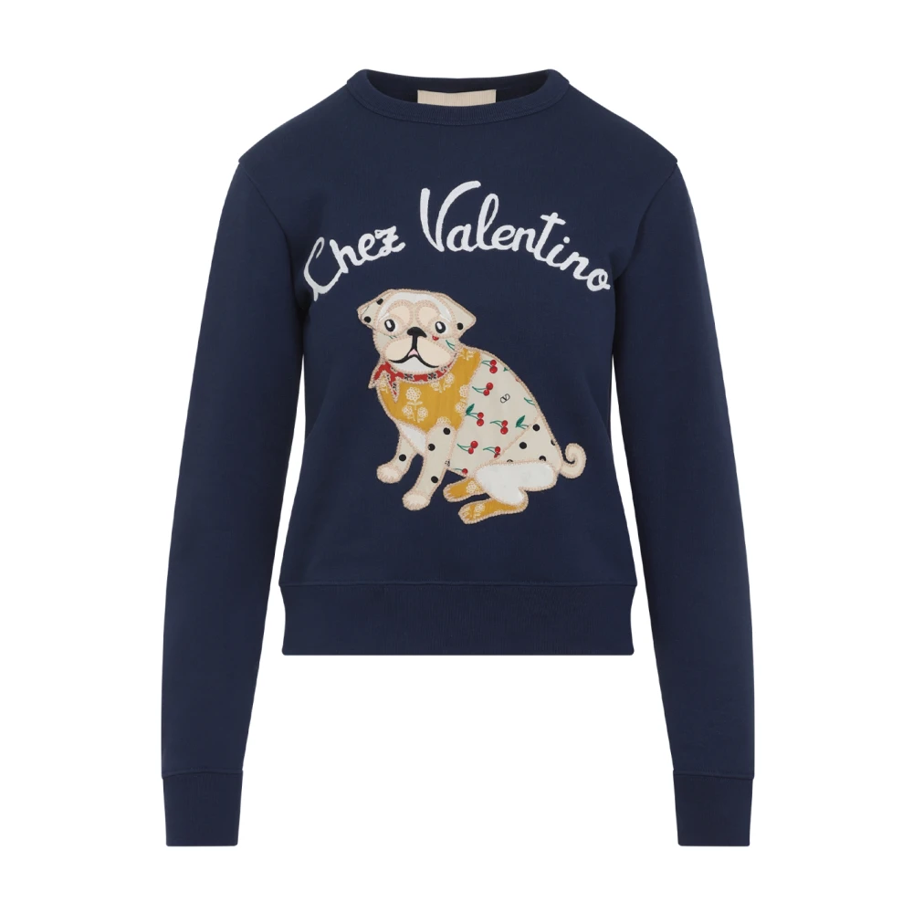 Valentino Women's Blue Sweatshirts, L, Cotton Sweatshirt Stylish Casual Outings