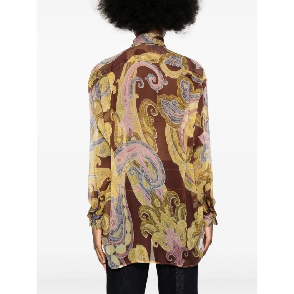 ETRO Bloemenprint Doorschijnende Zijden Shirt Multicolor Dames