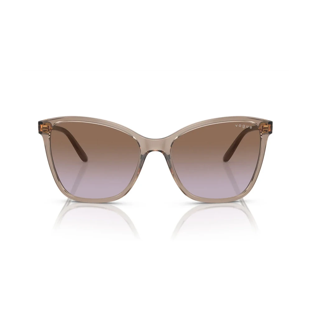 Vogue Women's Beige Sunglasses, 56 Mm, Transparent Caramel Sunglasses With Purple Lenses