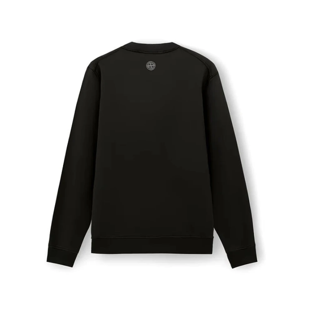 Stone Island Katoen Fleece Crewneck Sweatshirt Lood Grijs Black Heren